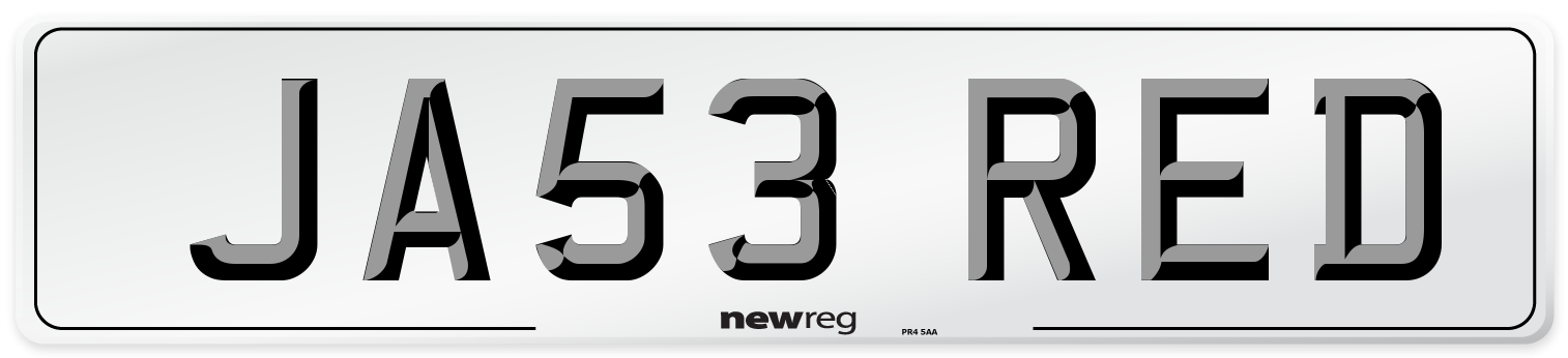 JA53 RED Number Plate from New Reg